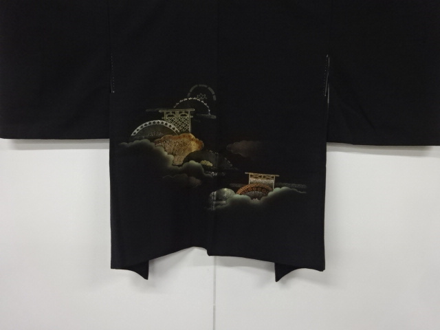 雲に垣模様織り出し絵羽織